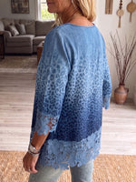 Vintage Elegant Pattern Print Patchwork Hollowed Out Lace Shirt