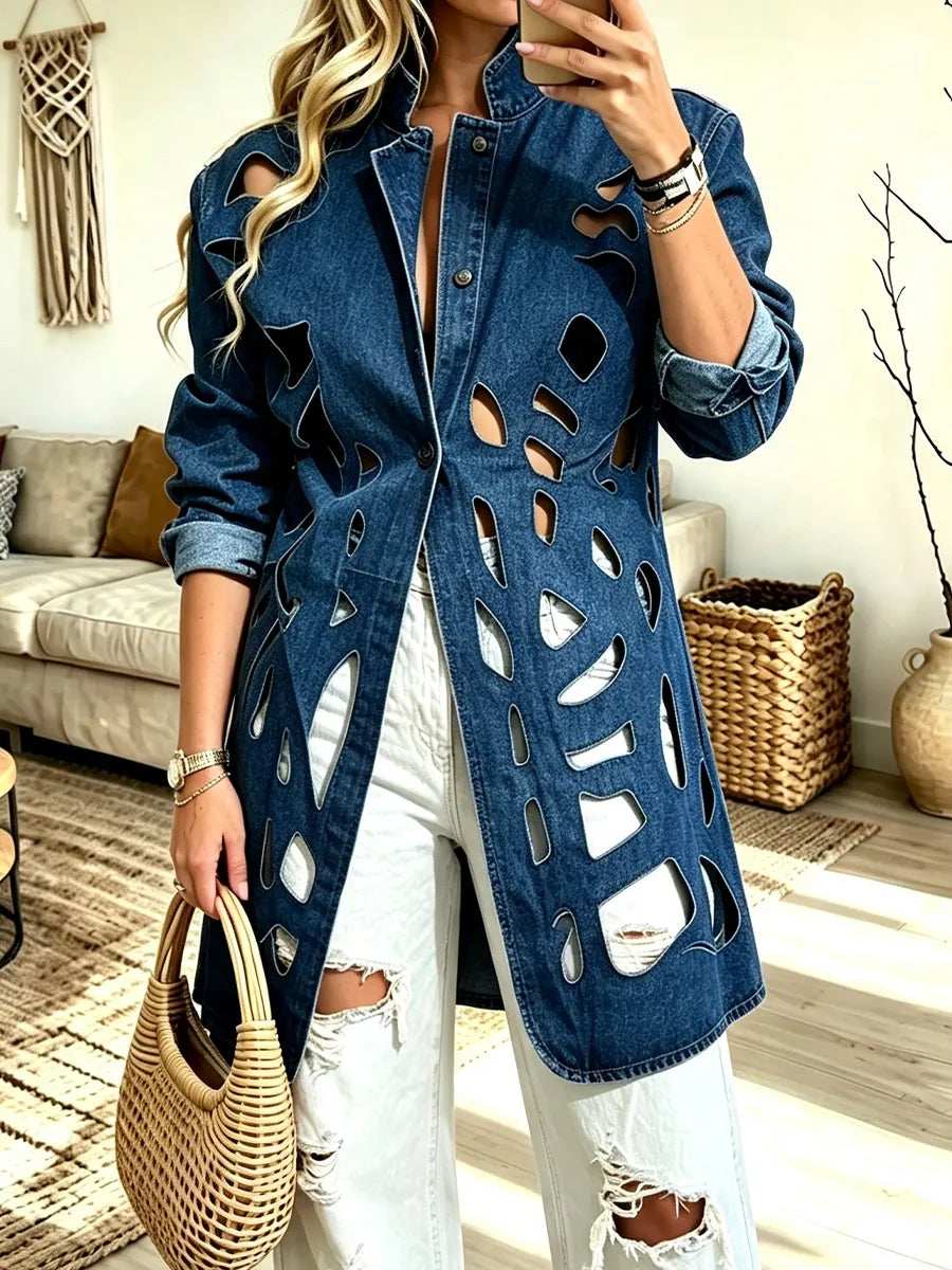 Women's Vintage Cutout Denim Jacket