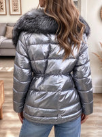 Retro Cozy Fur Art Zip Casual Stylish Long Sleeve Padded Jacket