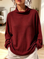 Cozy Waffle Solid Color Art Turtleneck Casual Stylish Long Sleeve Shirt