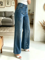 Women's Rhinestone Embellished Wide-Leg Jeans