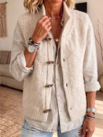 Stand Collar Diamond Knit Toggle Button Sleeveless Vest