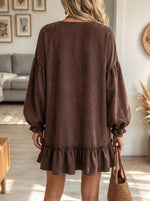 Women's V-Neck Ruffle Hem Dress