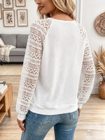 Vintage Elegant Patchwork Sheer Lace Shirt