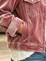Women's Velvet Button-Down Trucker Jacket