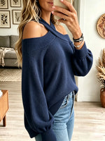 Women's Crisscross Off-the-Shoulder Knit Sweater