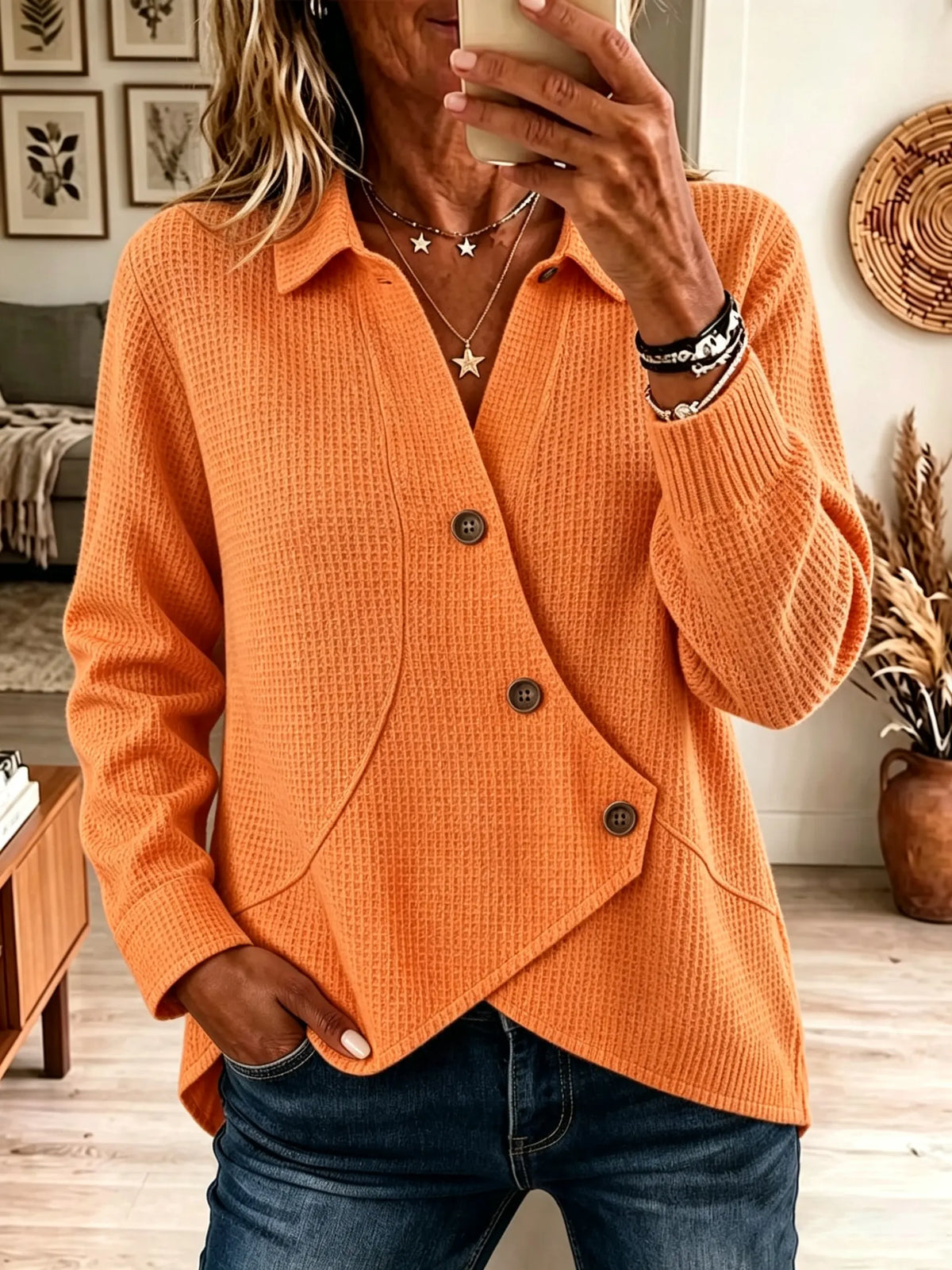 Women's Asymmetrical Button Cardigan Sweater