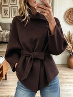 Women's Asymmetric Wrap Woolen Coat