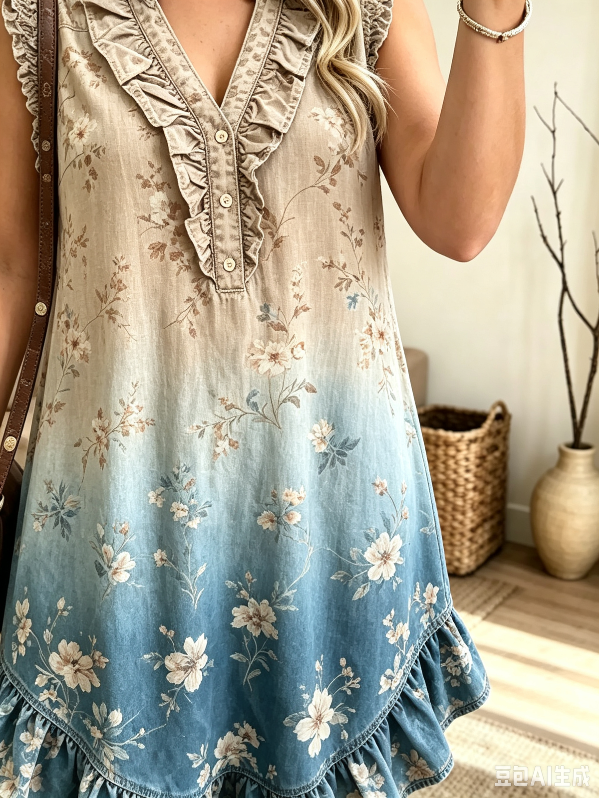 Women's Ombre Floral Print Sleeveless Mini Dress