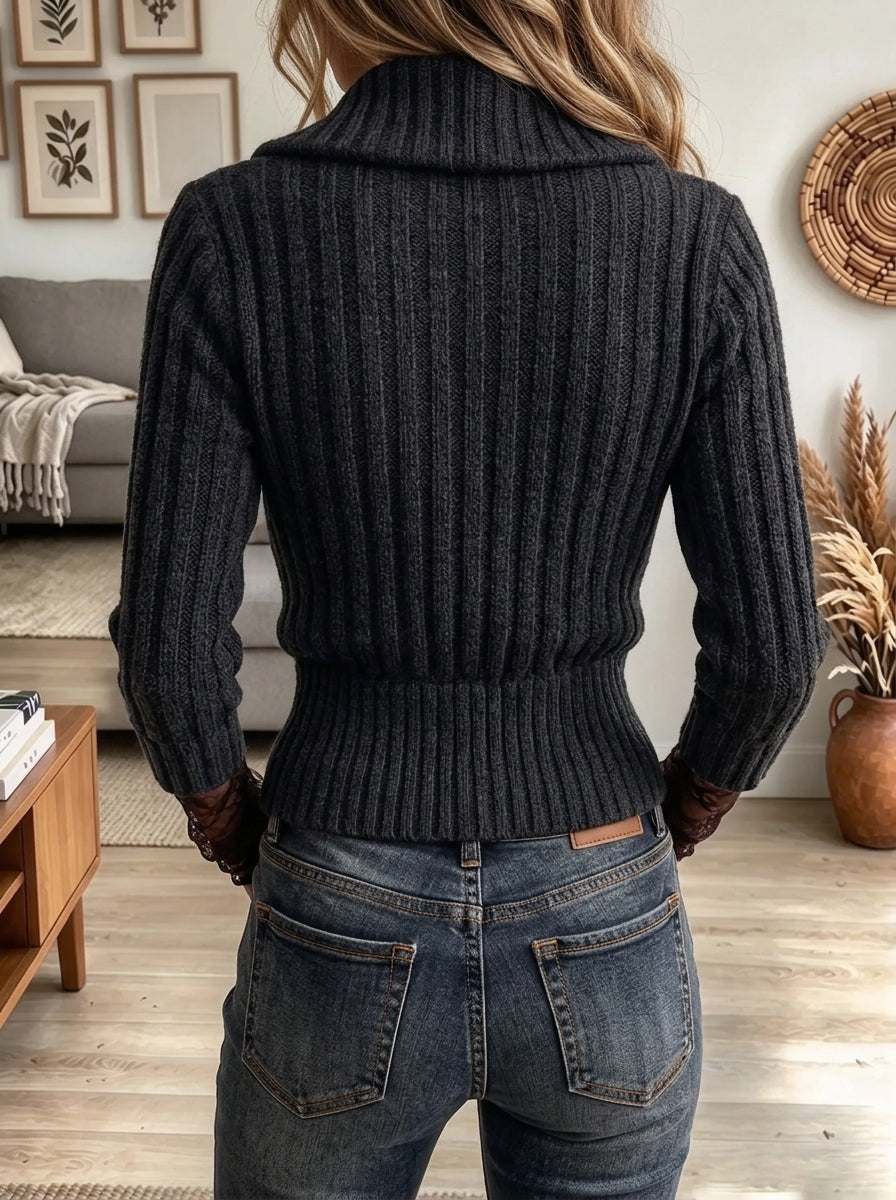 Women's Buckle Strap Shawl Collar Cardigan