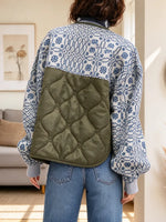 Retro Patchwork Art Casual Loose Stylish Long Sleeve Lightweight Padded Jacket