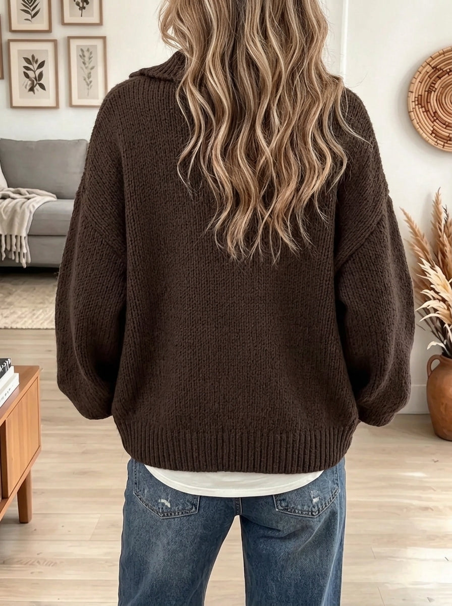Women's Heart Button Lapel Cardigan