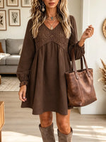 Women's Crochet Lace Sweetheart Babydoll Mini Dress