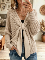 Women's Front Tie Cable Knit Cardigan