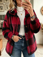 Women's Buffalo Plaid Fuzzy Fleece Jacket