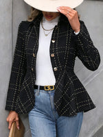 Retro Ruffle Art Stripe Pattern Casual Stylish Long Sleeve Lapel Coat