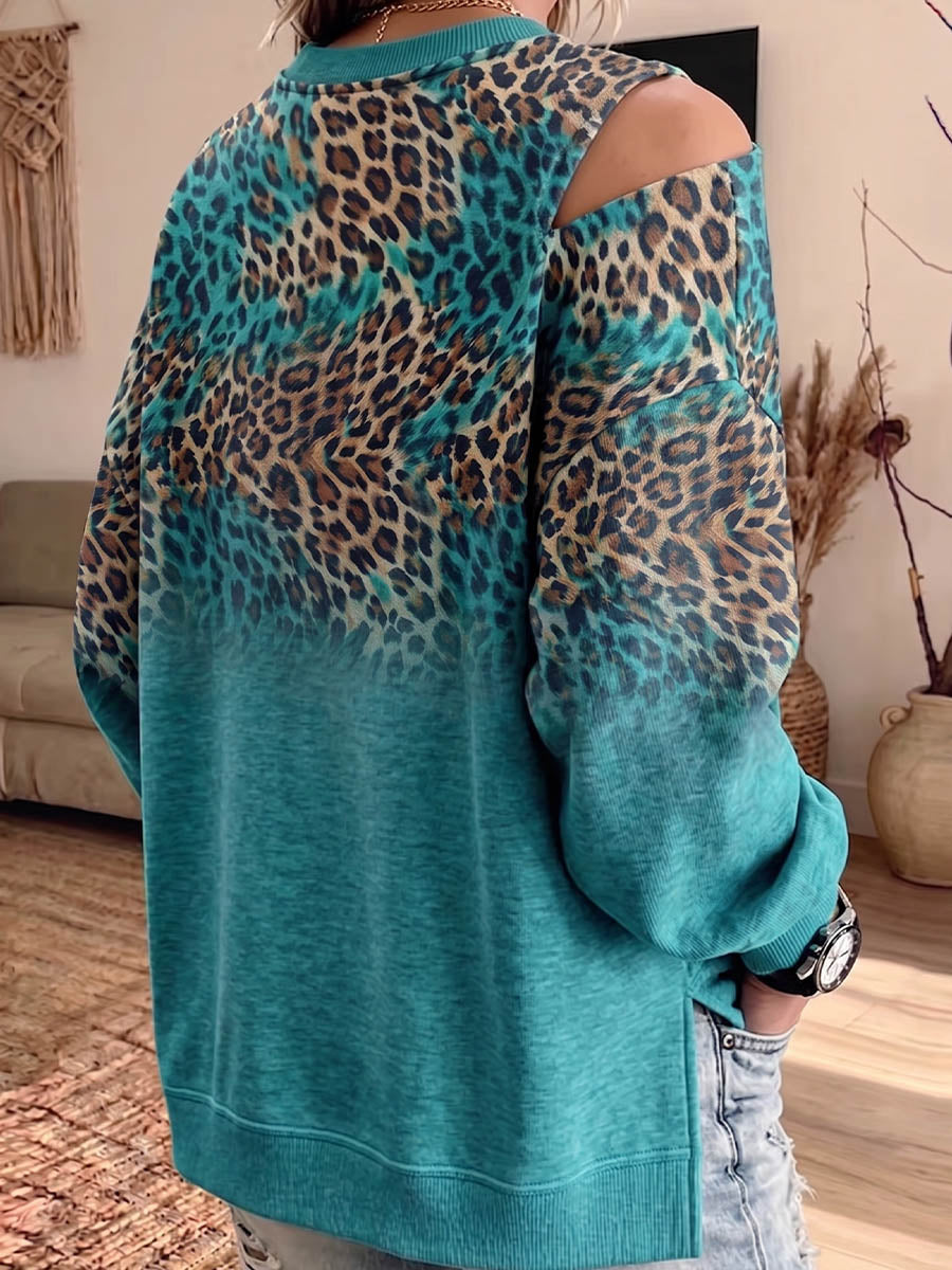 Vintage Elegant Cotton Fabric Patchwork Patterned Print Sweatshirt