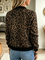 Women's Leopard Print Zip-Up Bomber Jacket