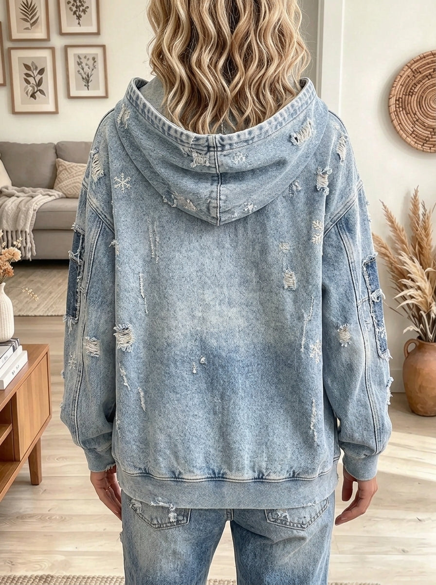 Women's Christmas Tree Patchwork Hoodie