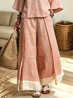 Retro 3/4 Sleeve Art Casual Stylish Top And Wide Leg Pants Two-piece Sets
