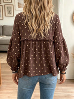 Women's Polka Dot Ruffle Peasant Blouse