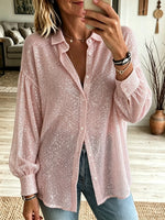 Women's Sequin Oversized Button-Down Shirt