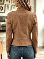 Women's Double-Breasted Suede Military Jacket