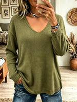 Women's V-Neck Ribbed Pullover Sweater