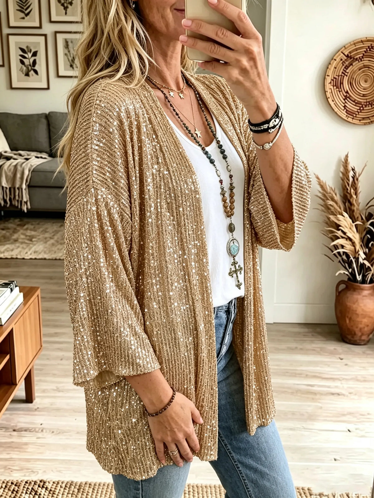 Women's Sequin Embellished Cardigan