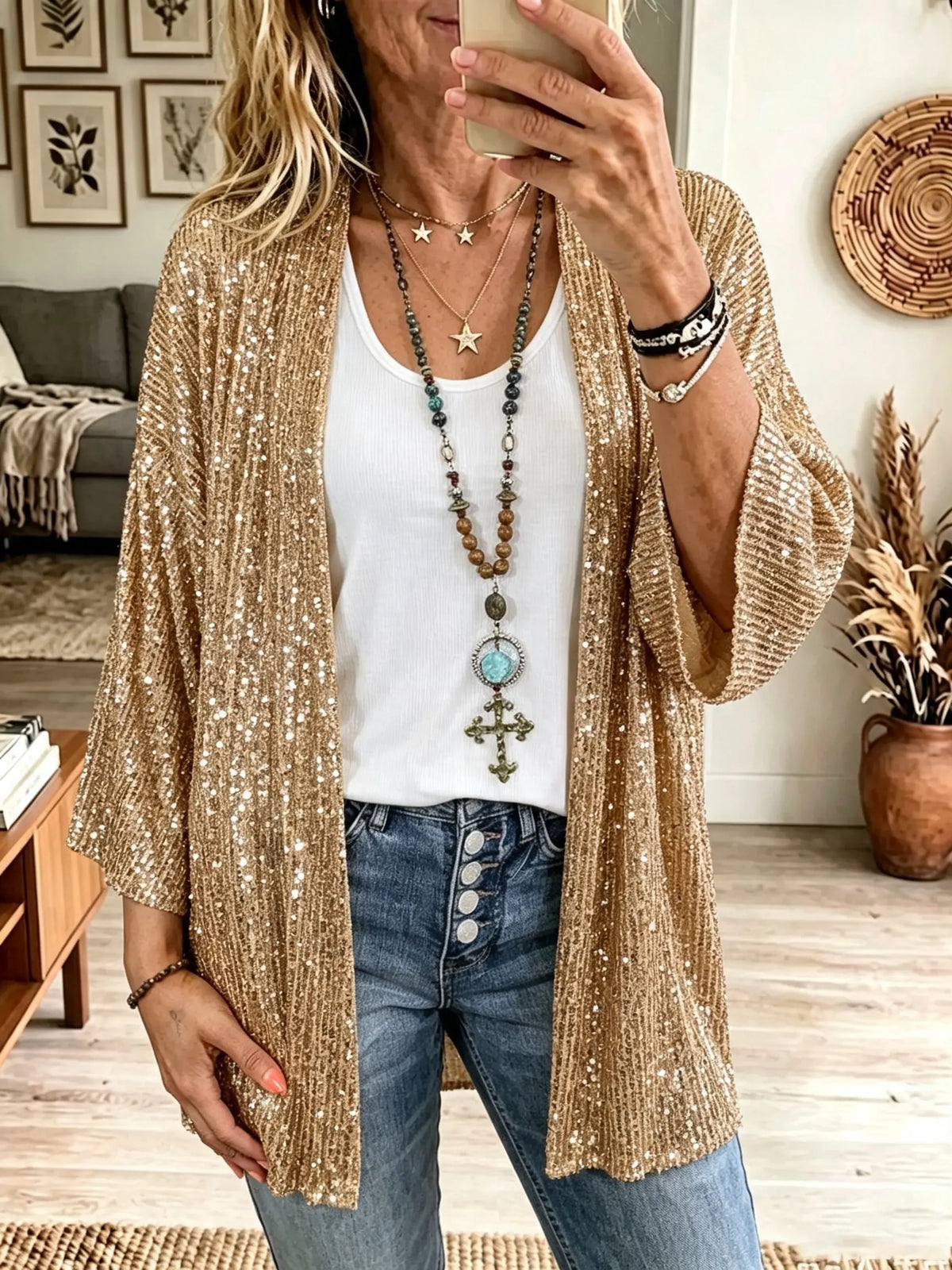 Women's Sequin Embellished Cardigan