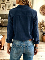 Women's Button-Down Flap Pocket Ribbed Corduroy Shirt