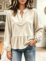 Retro Solid Color Art Casual Ruffle Stylish Long Sleeve Shirt