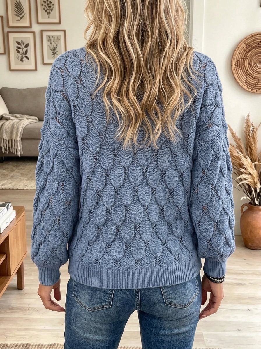 Women's Feather Pattern Hollow-Out Knit Sweater