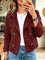 Women's Double-Breasted Suede Cropped Jacket
