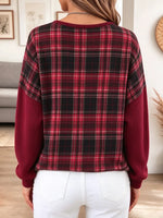 Retro Plaid Pattern Art Patchwork Casual Stylish Long Sleeve Top