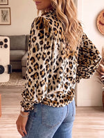 Vintage Elegant Leopard Print Velvet Shirt