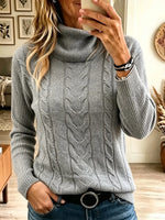 Women's Cable Knit Foldover Turtleneck Sweater