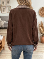 Women's Plaid Contrast Corduroy Shirt