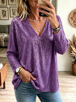 Women's Sequin V-Neck Tunic Top