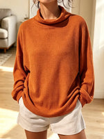 Cozy Waffle Solid Color Art Turtleneck Casual Stylish Long Sleeve Shirt