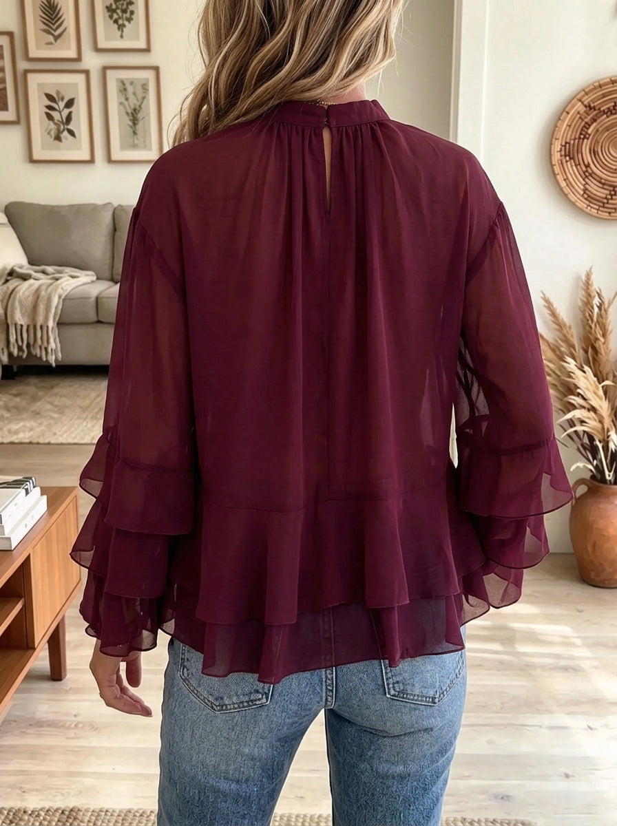 Women's Tiered Ruffle Chiffon Blouse