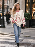 Women's Christmas Tree Print Long Sleeve Loose Casual Sweatshirt