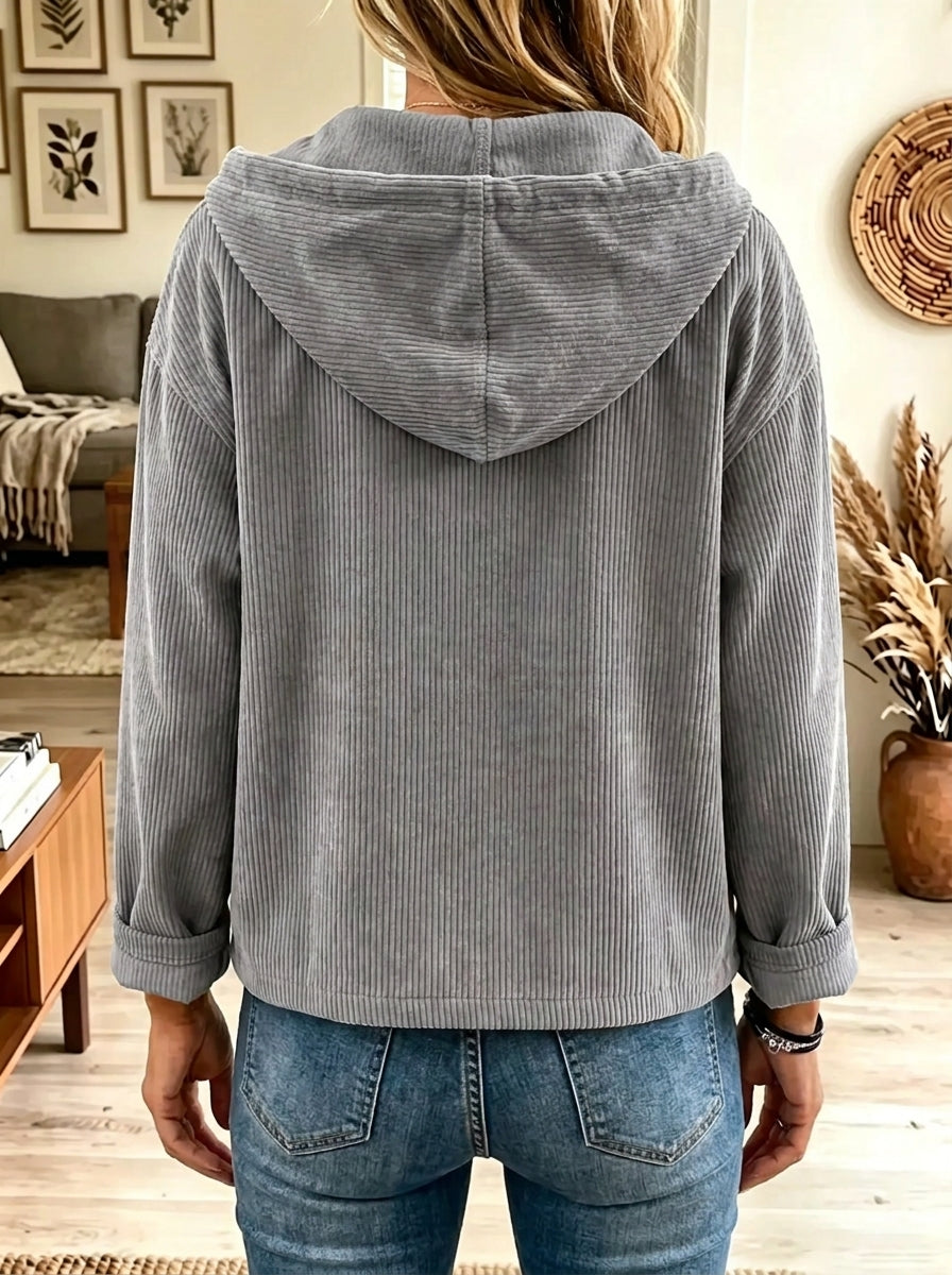 Women's Hooded Oversized Ribbed Corduroy Jacket