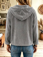 Women's Hooded Oversized Ribbed Corduroy Jacket