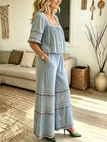 Women's Floral Wide-leg Two-piece Set