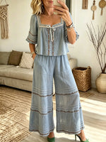 Women's Floral Wide-leg Two-piece Set