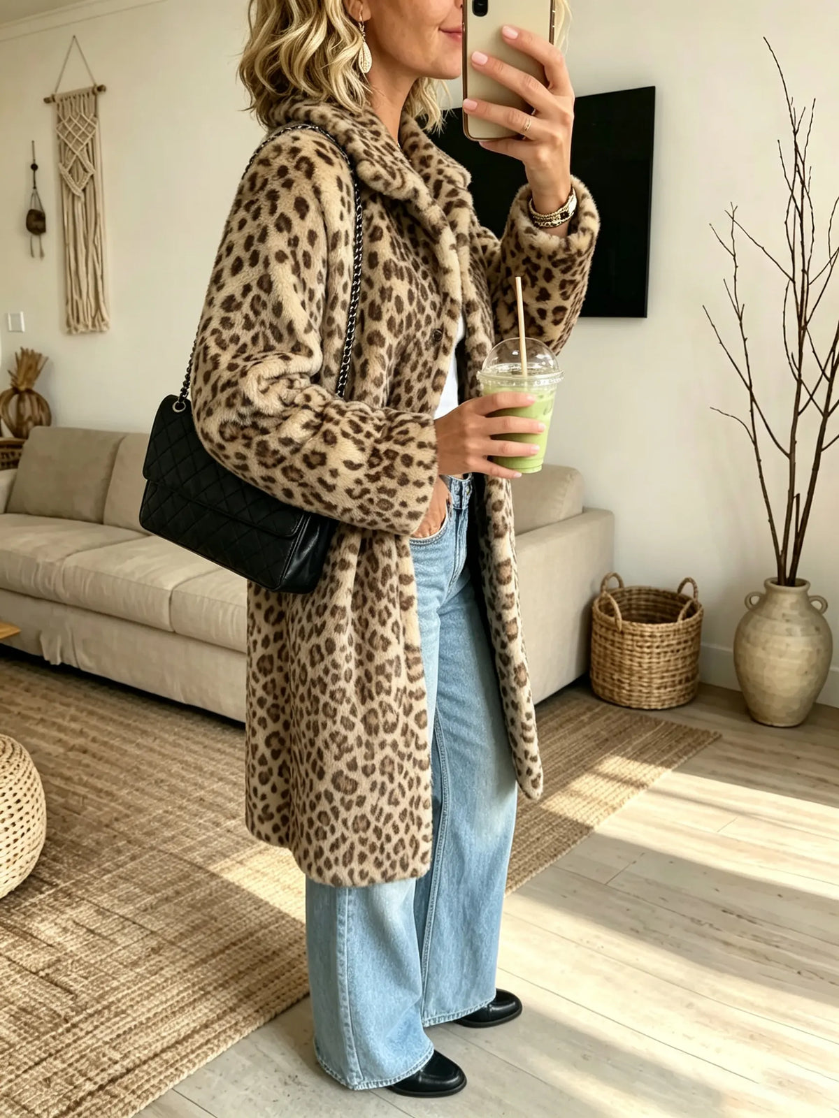 Women's Faux Fur Leopard Coat