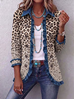 Vintage Elegant Pattern Patchwork Denim Ruffled Jacket