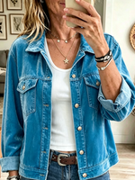 Women's Velvet Button-Down Trucker Jacket