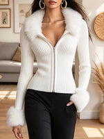 Retro Elegant Fur Knit Art Casual Stylish Long Sleeve Cardigan Sweater